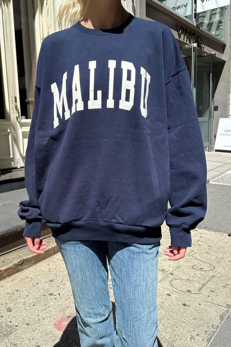 Sweatshirt Brandy Melville Erica Malibu Bleu Marine | COR-44065644